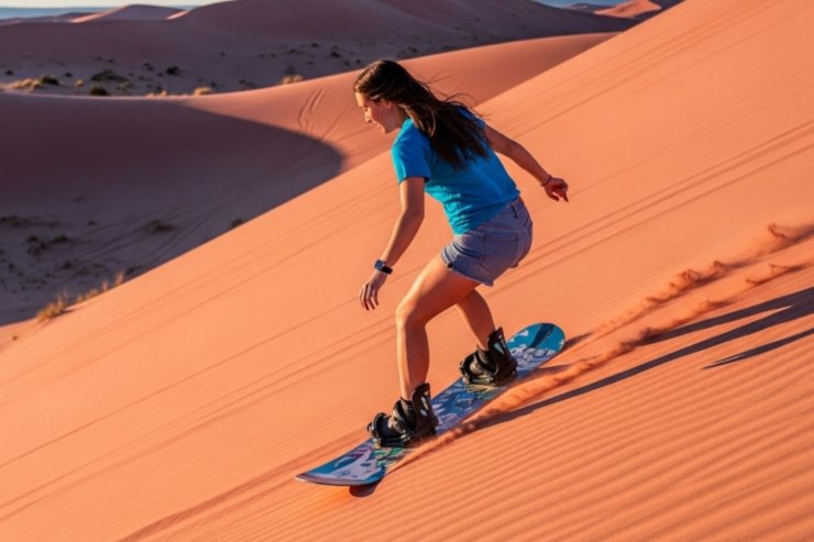 Ragazza che fa Sandboarding
