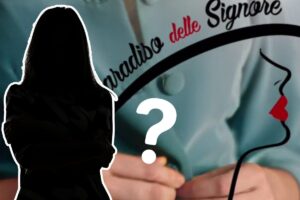 il paradiso delle signore logo sagoma nera donna e punto interrogativo