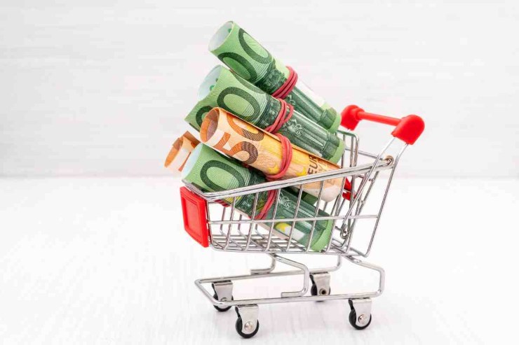 Carrello della spesa con euro
