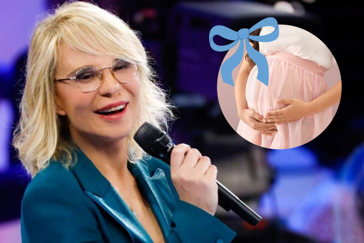 maria de filippi pancione donna e fiocco blu