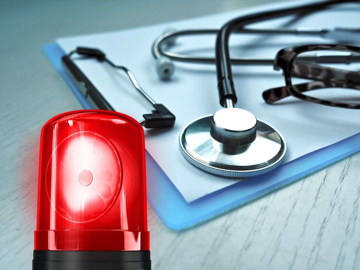 sfondo cartelletta clinica e sirena allarme